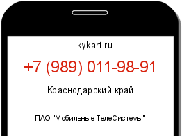 Информация о номере телефона +7 (989) 011-98-91: регион, оператор