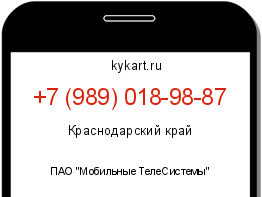 Информация о номере телефона +7 (989) 018-98-87: регион, оператор