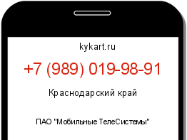 Информация о номере телефона +7 (989) 019-98-91: регион, оператор