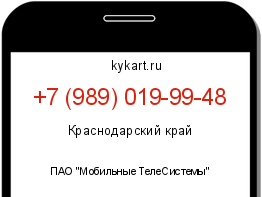 Информация о номере телефона +7 (989) 019-99-48: регион, оператор