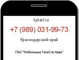 Информация о номере телефона +7 (989) 031-99-73: регион, оператор