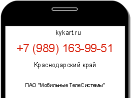 Информация о номере телефона +7 (989) 163-99-51: регион, оператор