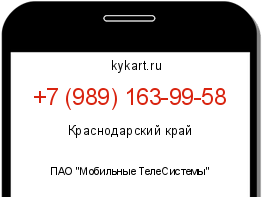 Информация о номере телефона +7 (989) 163-99-58: регион, оператор