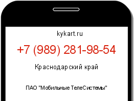 Информация о номере телефона +7 (989) 281-98-54: регион, оператор