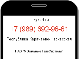 Информация о номере телефона +7 (989) 692-96-61: регион, оператор
