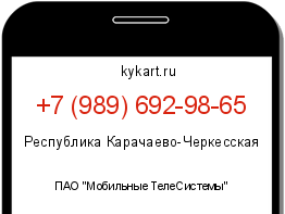 Информация о номере телефона +7 (989) 692-98-65: регион, оператор