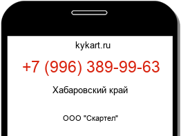 Информация о номере телефона +7 (996) 389-99-63: регион, оператор