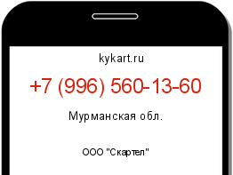 Информация о номере телефона +7 (996) 560-13-60: регион, оператор