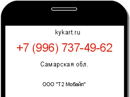 Информация о номере телефона +7 (996) 737-49-62: регион, оператор
