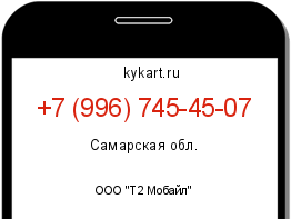 Информация о номере телефона +7 (996) 745-45-07: регион, оператор
