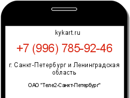 Информация о номере телефона +7 (996) 785-92-46: регион, оператор