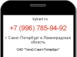 Информация о номере телефона +7 (996) 785-94-92: регион, оператор