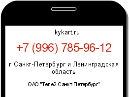 Информация о номере телефона +7 (996) 785-96-12: регион, оператор