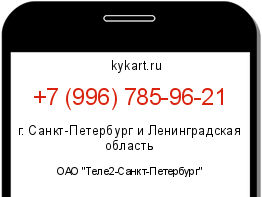 Информация о номере телефона +7 (996) 785-96-21: регион, оператор