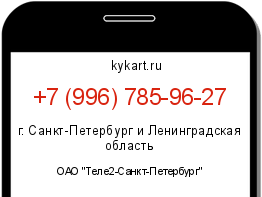 Информация о номере телефона +7 (996) 785-96-27: регион, оператор