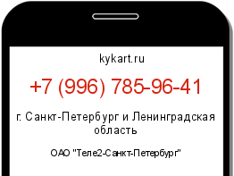 Информация о номере телефона +7 (996) 785-96-41: регион, оператор