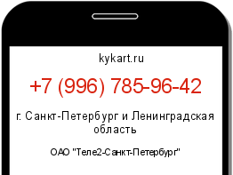 Информация о номере телефона +7 (996) 785-96-42: регион, оператор