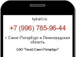 Информация о номере телефона +7 (996) 785-96-44: регион, оператор
