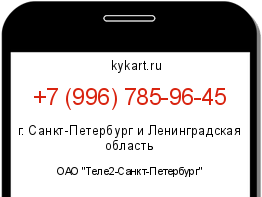 Информация о номере телефона +7 (996) 785-96-45: регион, оператор