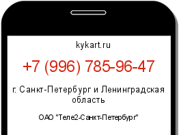 Информация о номере телефона +7 (996) 785-96-47: регион, оператор