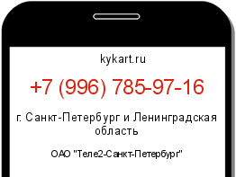 Информация о номере телефона +7 (996) 785-97-16: регион, оператор