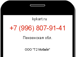 Информация о номере телефона +7 (996) 807-91-41: регион, оператор