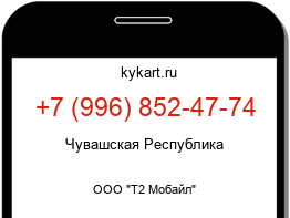 Информация о номере телефона +7 (996) 852-47-74: регион, оператор