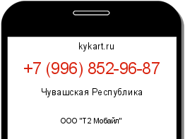 Информация о номере телефона +7 (996) 852-96-87: регион, оператор