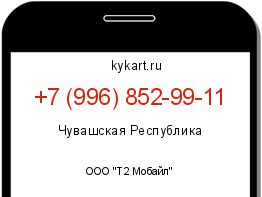 Информация о номере телефона +7 (996) 852-99-11: регион, оператор