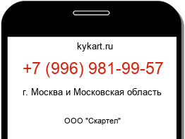 Информация о номере телефона +7 (996) 981-99-57: регион, оператор