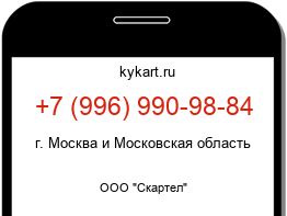 Информация о номере телефона +7 (996) 990-98-84: регион, оператор