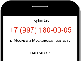 Информация о номере телефона +7 (997) 180-00-05: регион, оператор
