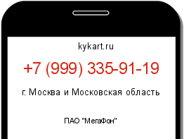 Информация о номере телефона +7 (999) 335-91-19: регион, оператор