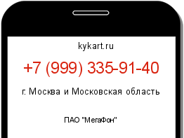 Информация о номере телефона +7 (999) 335-91-40: регион, оператор