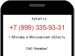 Информация о номере телефона +7 (999) 335-93-31: регион, оператор