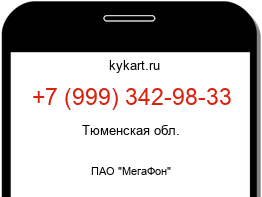 Информация о номере телефона +7 (999) 342-98-33: регион, оператор