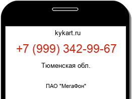 Информация о номере телефона +7 (999) 342-99-67: регион, оператор