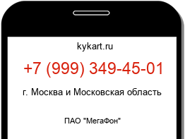 Информация о номере телефона +7 (999) 349-45-01: регион, оператор