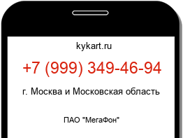 Информация о номере телефона +7 (999) 349-46-94: регион, оператор