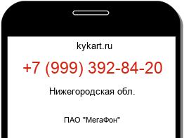 Информация о номере телефона +7 (999) 392-84-20: регион, оператор