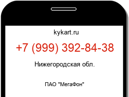 Информация о номере телефона +7 (999) 392-84-38: регион, оператор