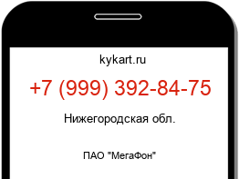 Информация о номере телефона +7 (999) 392-84-75: регион, оператор
