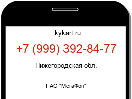 Информация о номере телефона +7 (999) 392-84-77: регион, оператор
