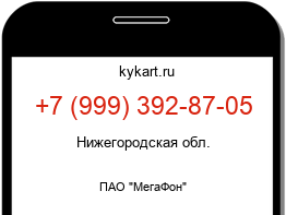 Информация о номере телефона +7 (999) 392-87-05: регион, оператор