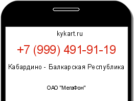 Информация о номере телефона +7 (999) 491-91-19: регион, оператор