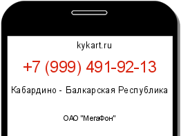 Информация о номере телефона +7 (999) 491-92-13: регион, оператор