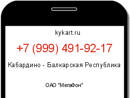 Информация о номере телефона +7 (999) 491-92-17: регион, оператор