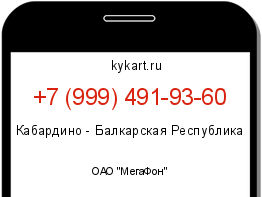 Информация о номере телефона +7 (999) 491-93-60: регион, оператор
