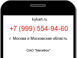 Информация о номере телефона +7 (999) 554-94-60: регион, оператор