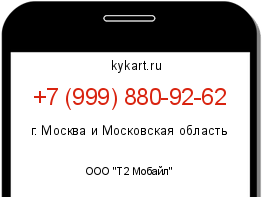Информация о номере телефона +7 (999) 880-92-62: регион, оператор